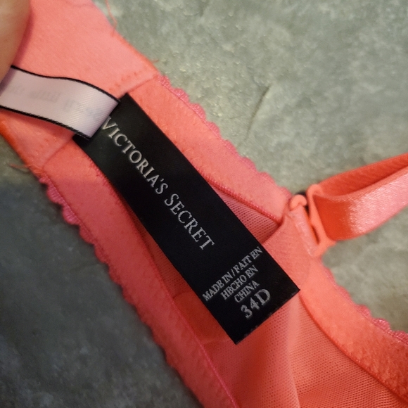 Victoria's Secret Sexy Little Things...bra. Lace. Push Up. Neon pink. Size 34D. - Picture 7 of 8